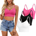 Women'S Spaghetti Strap Crop Cami Tops, Basic Slim Fit Stretchy Tank Tops