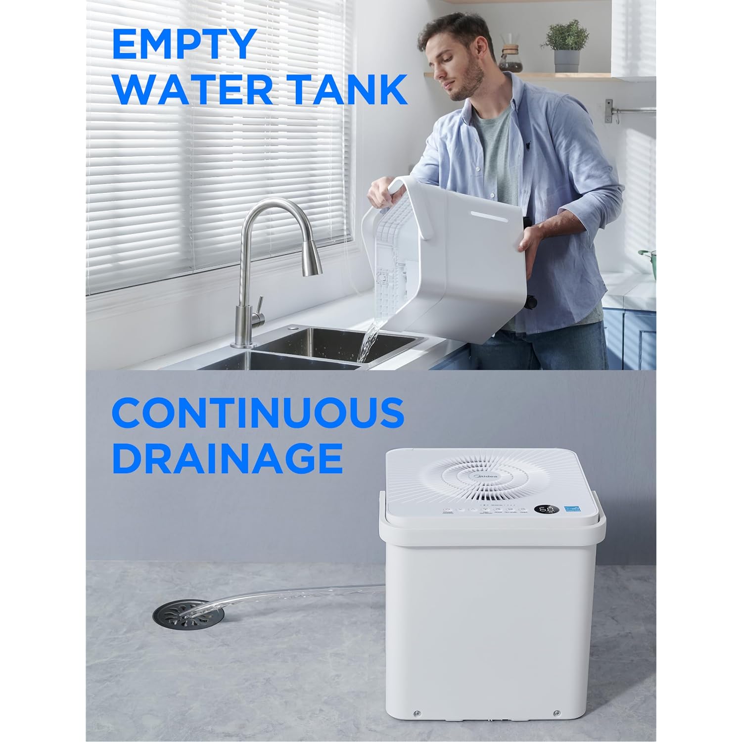 Midea Cube 20 Pint Dehumidifier For Basement, Up To 1,500 Sq. Ft. Dehumidifier With Drain Hose, Energy Star Certificated, Smart Control, Compatible With Alexa, White