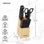 Farberware Knife Block Set 22-Piece Kitchen Knife Set With High-Carbon Stainless Steel Blades, Non-Slip Handles, Chef Knife, Santoku, Steak Knives, Scissors, Sharpening Steel, And Storage Block