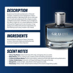 Particle Gravité Cologne Spray for Men, Long Lasting Fresh Scent, Men's Perfume Woody Citrus Fragrance, Notes of Pepper, Rosemary, Grapefruit, Cedar, Cashmere & Musk, 3.38 FL OZ Bottle