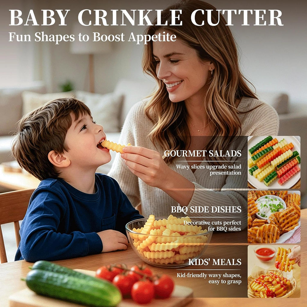 Dragon Creek Crinkle Cutter Knife - Wavy Chopper Potatoes | Crinkle Wave Fry Cutter For Vegetable Fruits Fun Carrot Chip Slicer Thanksgiving Gift Idea Stainless Steel