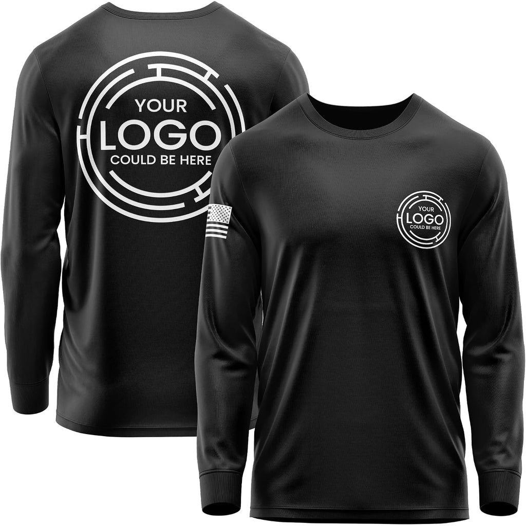 Custom Shirt For Men, Heavy Cotton Long Sleeve, Design Your Own Shirts, Customized T-Shirt Front & Back Black