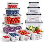 8 Pcs Fruit Storage Containers For Fridge, Leakproof Produce Containers | For Fridge With Removable Colander, Microwave/Dishwasher Safe Fruit Washing Bowl Keep Fruits, Vegetables, Berry Fresh Longer