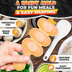 Rice Ball Mold - Mini Rice Ball Maker Mold with 3 Bite-Size Portions, Plastic Shaker with Scoop for Fast Shake Shaping – Versatile Tool for Bento Meals, Temari Sushi, Yaki-Onigiri & Creative Plating