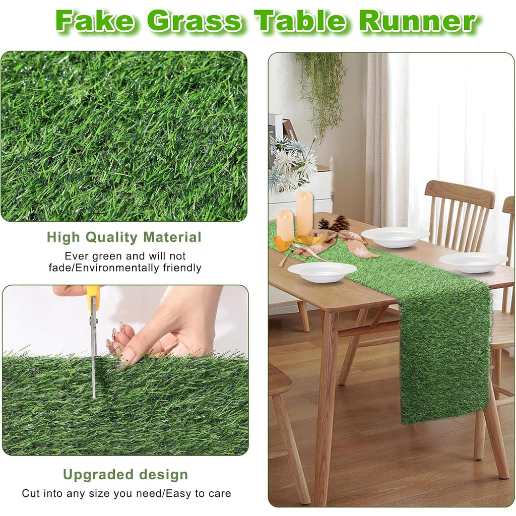 Artificial Grass Table Runner, 13 X 36 In Turf Table Runner - Realistic Faux Grass Runner For Golf Party, Wedding, Baby Shower, Indoor Outdoor Decor