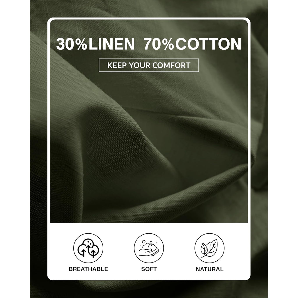 Kallspin Men'S Linen Blend Flat Front Shorts 9" Lightweight Casual Shorts With Elastic Waist And Side Pockets