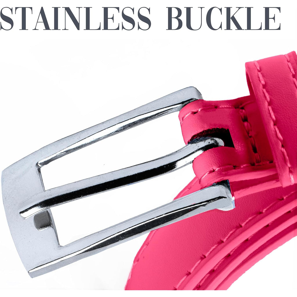 Belle Donne Belt Women, Skinny Dress Belt, Silver Polished Buckle, For Womens Clothes and Fine Dresses, Classy Style