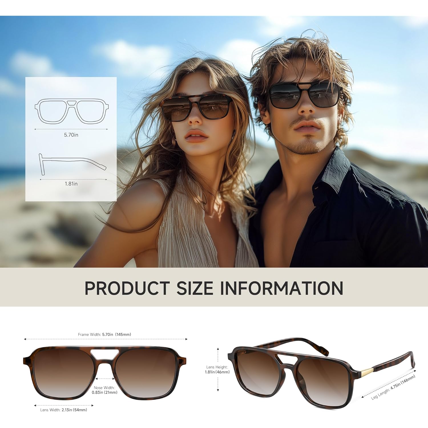 Retro Aviator Sunglasses for Women Men:Polarized Trendy Vintage 70s Rectangle Womens Shades Sun Glasses UV Protection