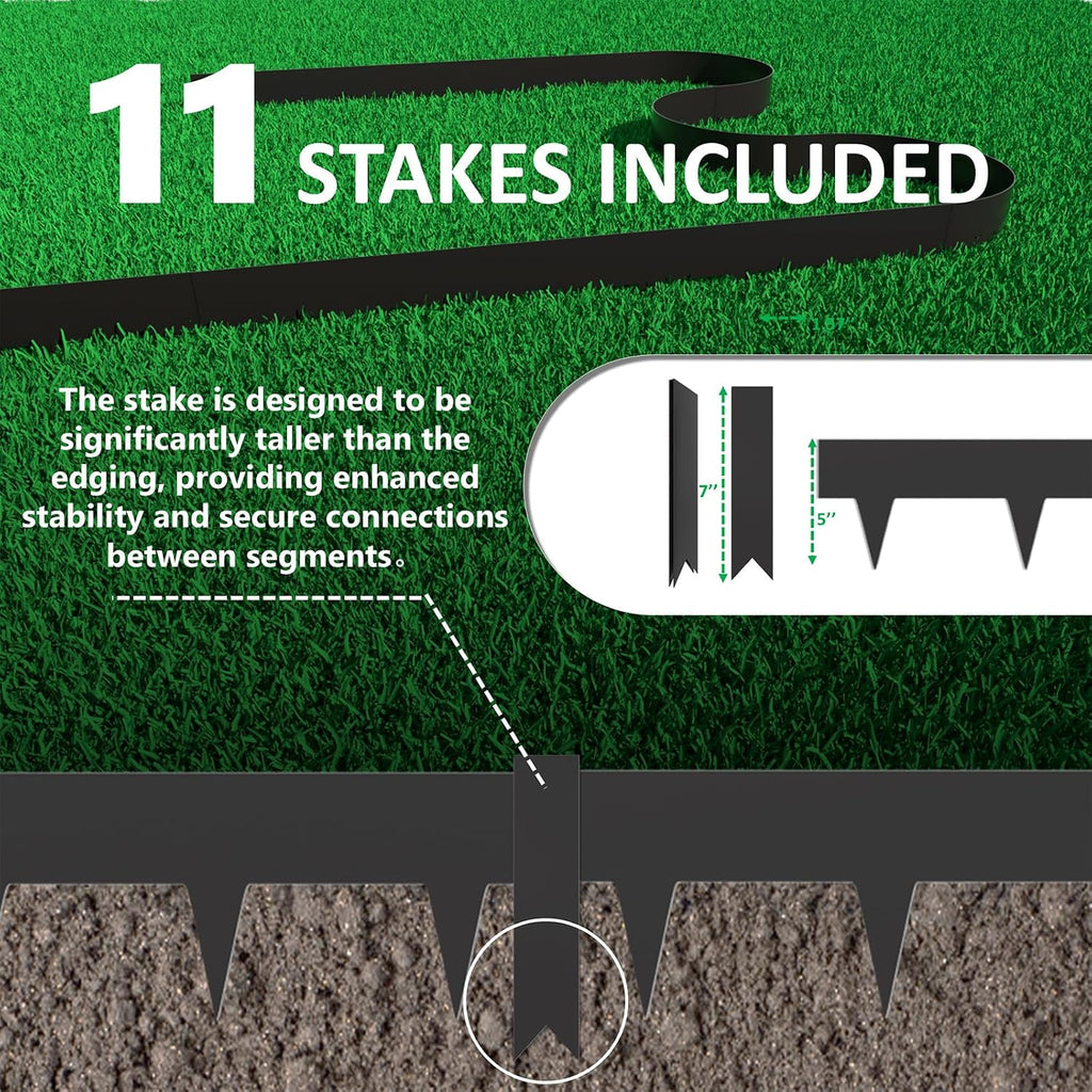 33Ft. Galvanized Steel Landscape Edging (10-Pack) – 40" Metal Edging For Landscaping With 11 Stakes, Hammer-In Metal Landscaping Edging For Yard Pathway & Flower Beds – Lawn Edge For Garden Design