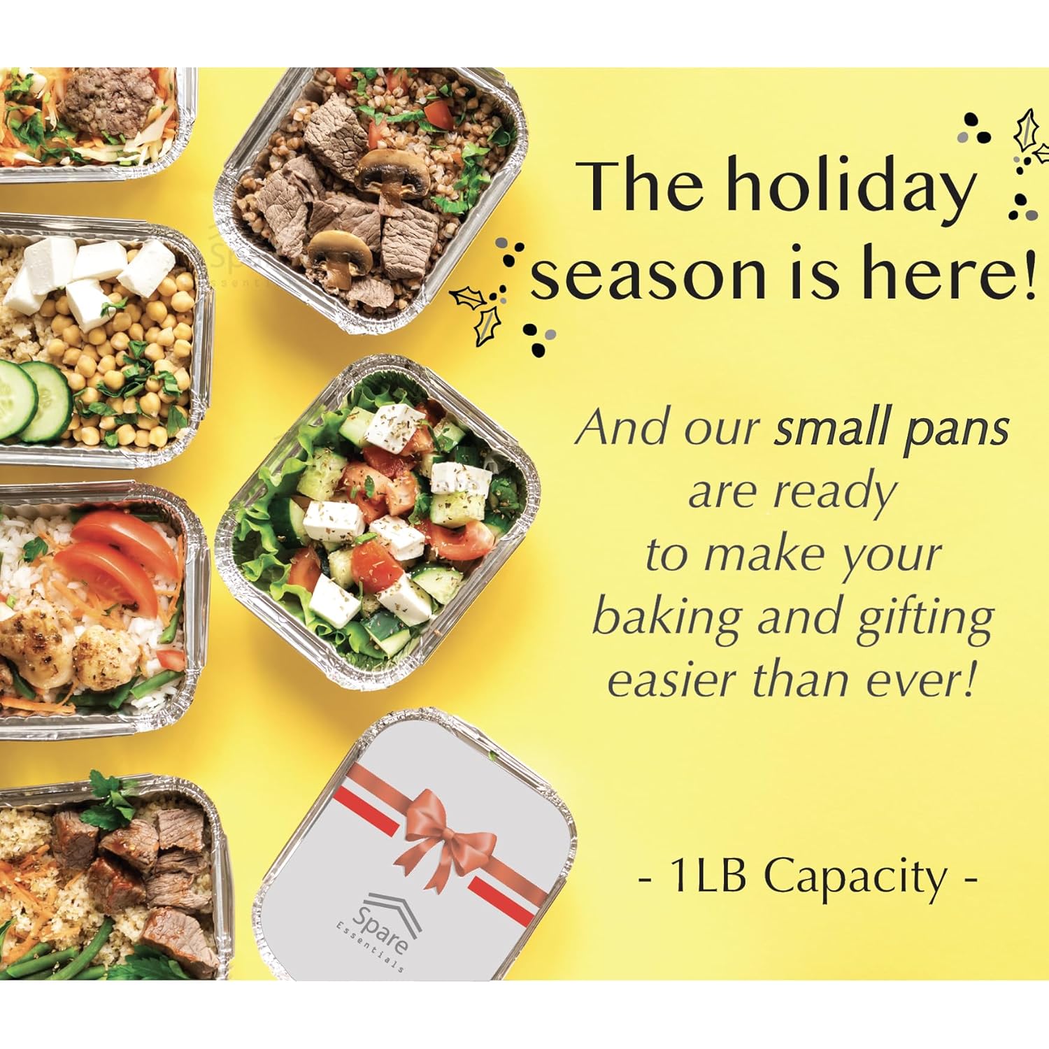 55 Pack - Small Foil Pans with Lids - To Go Food Containers with Lids 1lb Mini Aluminum Pans Freezer Safe Foil Take out Trays Heat proof Aluminum Meal Prep Containers 5.5x4.5x1.9 in
