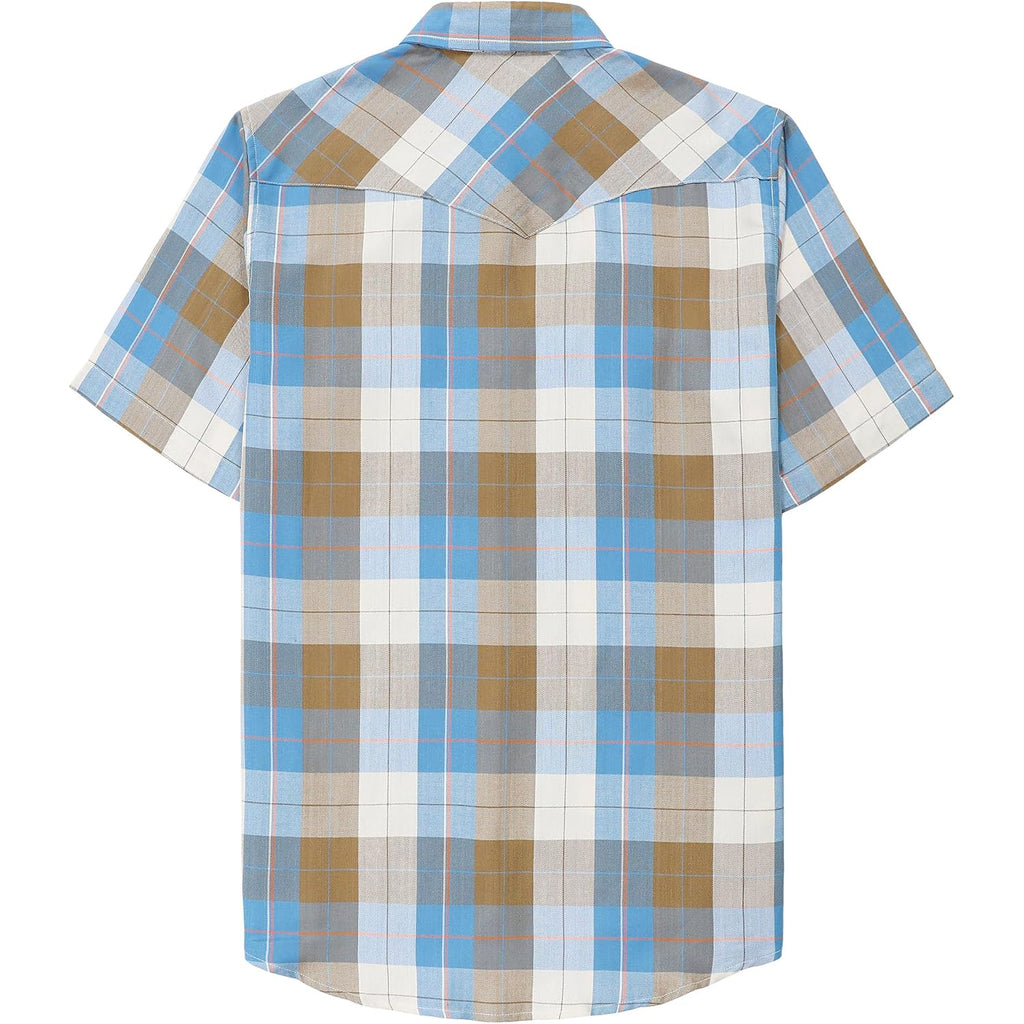 Dubinik® Viscose Made From Bamboo Mens Short Sleeve Shirts Plaid Shirt Western Cowboy Pearl Snap Casual Plaid Shirts For Men