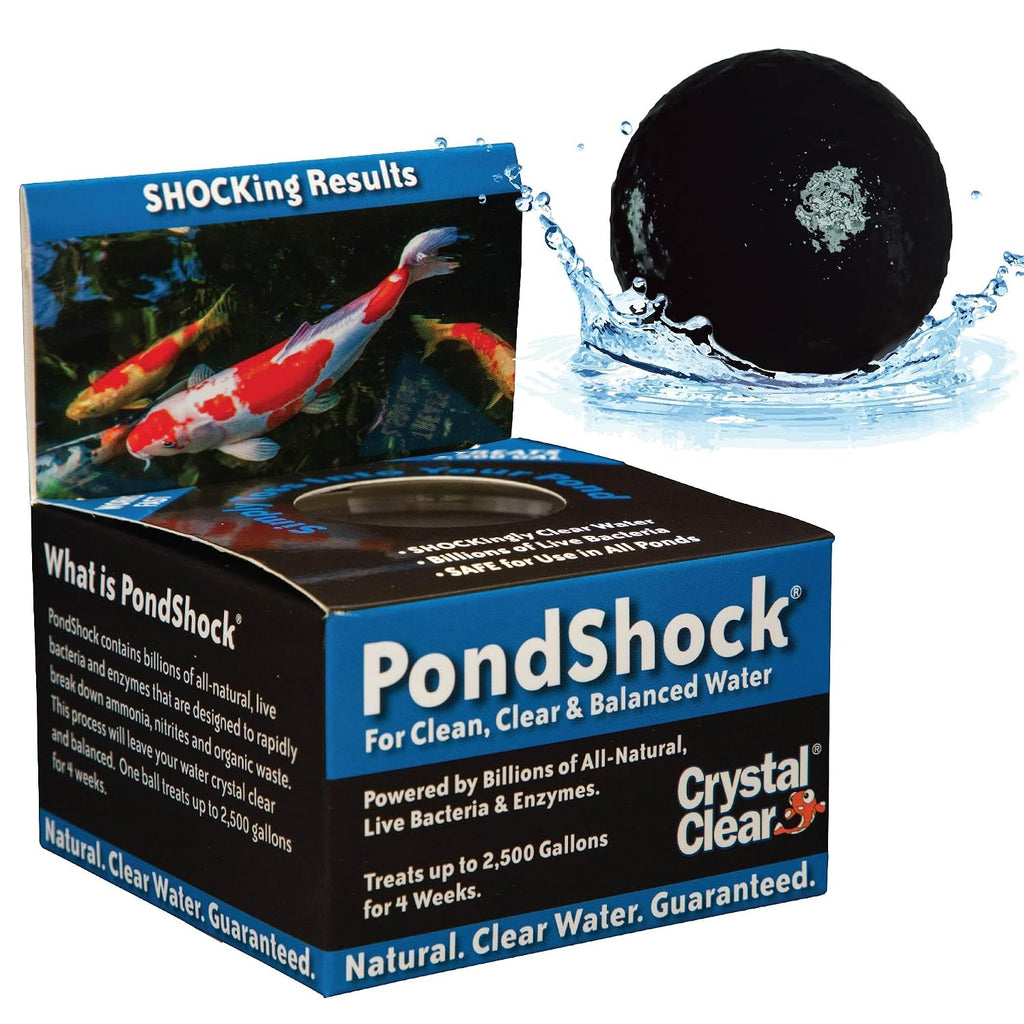 Crystalclear Pondshock Ball Freshwater Clarifier, Enzymes Shock Treatment | Natural Live Bacteria Muck & Sludge Remover For Small Outdoor Water Garden Ponds. Koi Fish & Aquatic Plants Safe