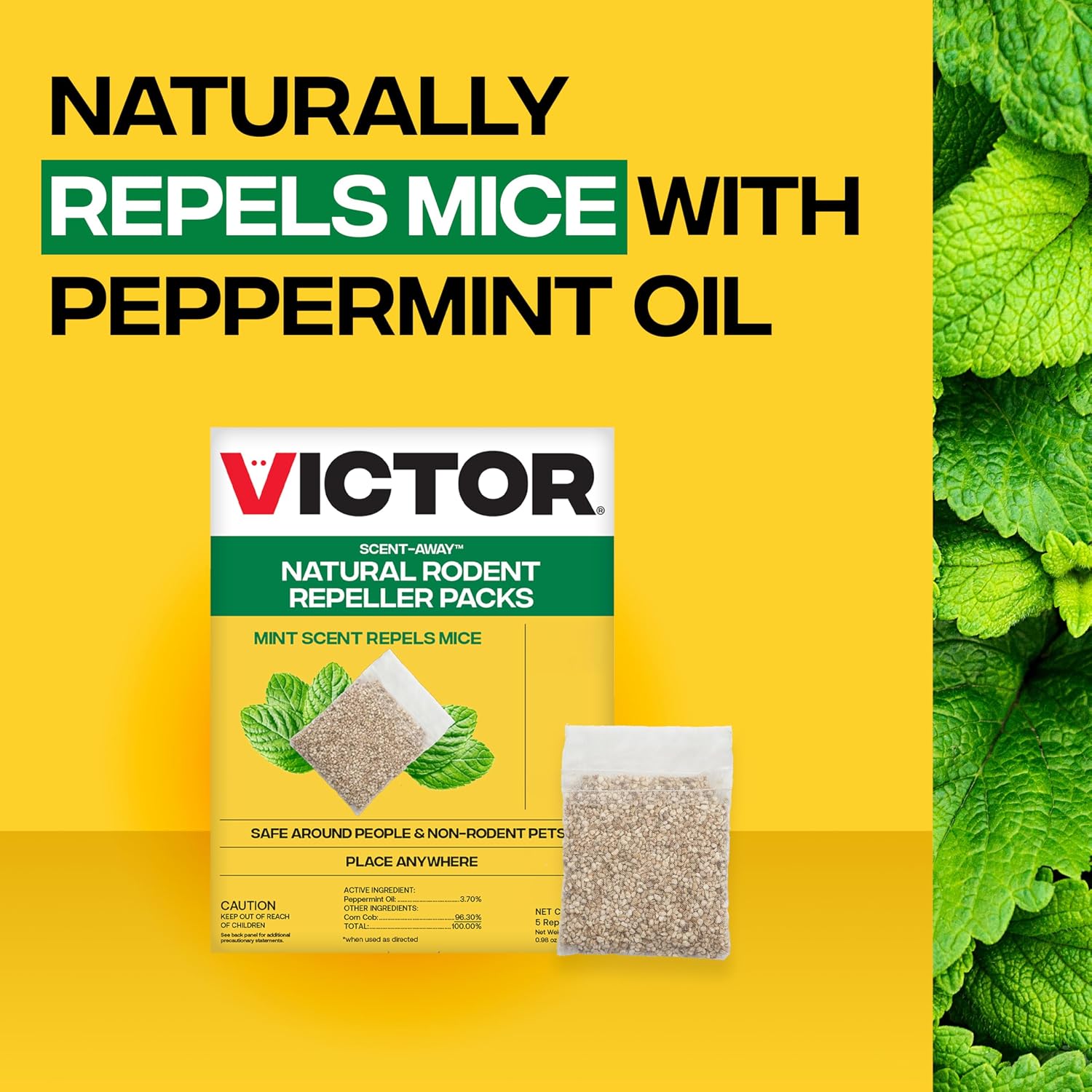 Victor Scent-Away Mouse Repellent Pouches 10-Pack, Natural Rodent Deterrent | Indoor Outdoor Pest Control, Peppermint Oil Granules, Mice And Rat Protection For Home, Garage, Vehicle, M805B-2Sr