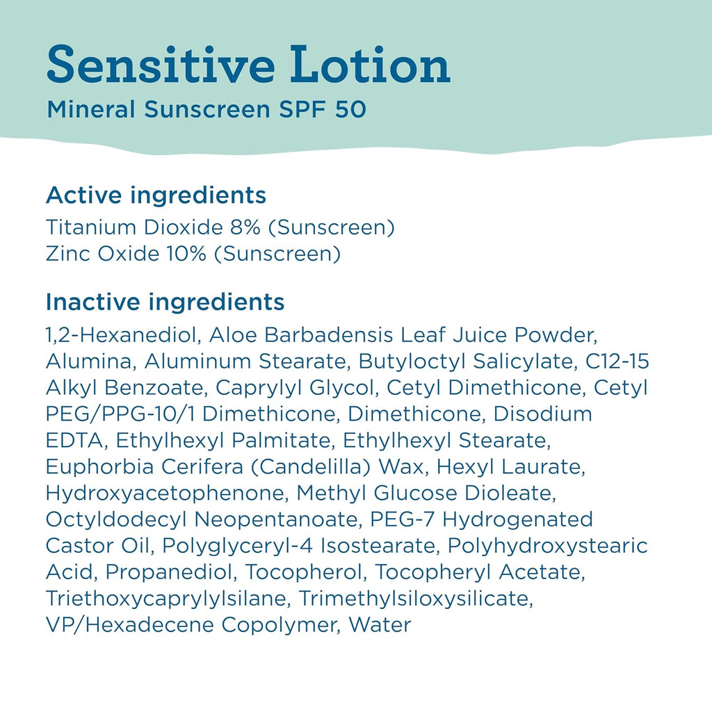Blue Lizard Sensitive Mineral Sunscreen With Zinc Oxide, Spf 50+, Water Resistant, Uva/Uvb Protection With Smart Cap Technology - Fragrance Free, 3 Oz. Tube