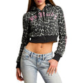 Ed Hardy Women'S Cropped Zip Front Hoodie Sweatshirt