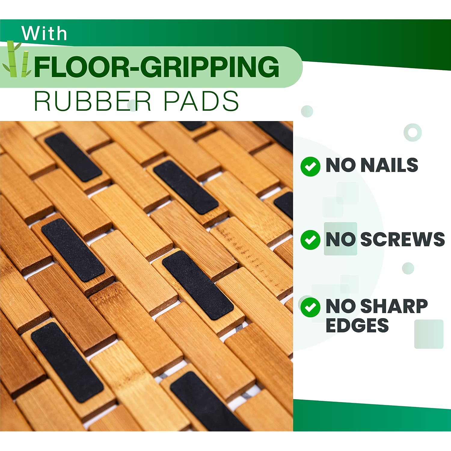Bamboo Bath Mat - Foldable Wooden Bathmat, 24 X 16 Inches | Accessories For Bathroom Sauna Spa Tub Step And Floor - 24 X 16 X 0.4 Inches [Lxwxh] - Modern Farmhouse Decor Design