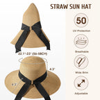 Beach Hats for Women, Sun Straw Hat for Women, UPF 50+ UV Sun Protection Sun Hat Womens, Foldable Floppy Sun Hat