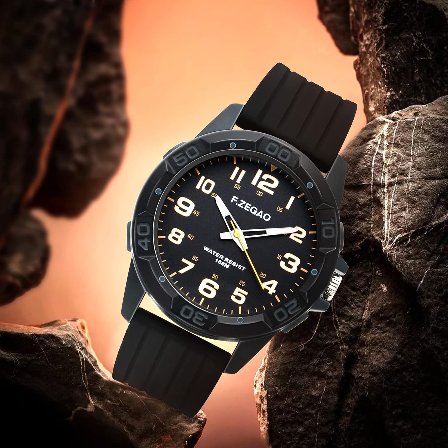 100M Waterproof Watch For Swimming, Easy Read Unisex Analog Watch, Second Hand Diver Analog Watch Men, 45Mm Diameter