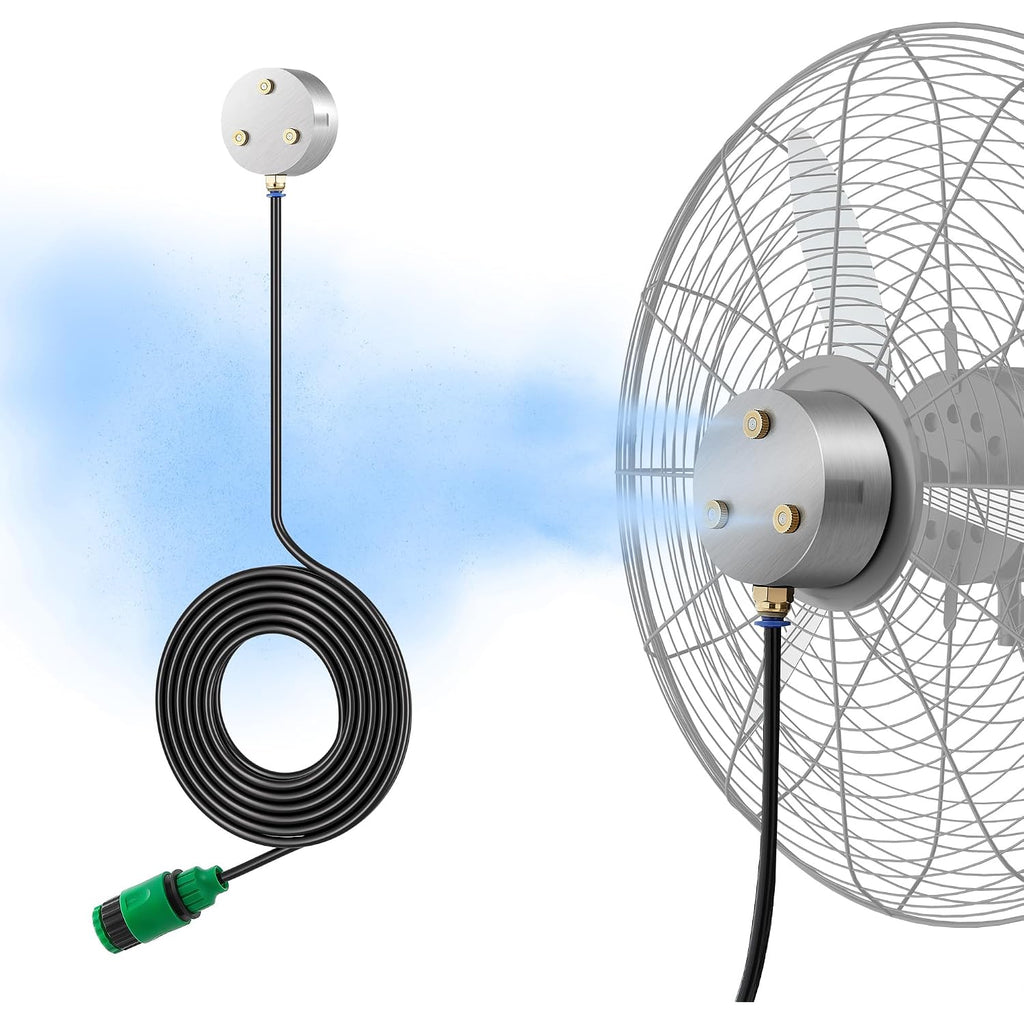 Fan Misters For Cooling Outdoor, Magnetic Misting Cooling System, Triple Nozzle Design, 16.4Ft Misting Line, Outside Fans Misting Kit For Cool Patio, Backyard, Pool (Fans Not Included)