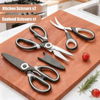 Omdar 3 Pack Kitchen Scissors & Seafood Scissors Set, Sharp Kitchen Shears | All Purpose Stainless Steel Heavy Duty For Poultry Food Dishwasher Safe With Protective Sheath Comfort-Grip