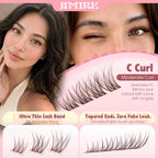 Brown Lash Clusters 8-12MM Short Lashes Clusters Wispy Individual Lashes with Clear Band C-Curly Cluster Eyelash Extensions 120Pcs DIY Lash Extensions at Home by JIMIRE