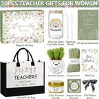 Teacher Appreciation Gifts for Women, Best Teacher Personalized Gifts Funny End of Year Teachers Gift from Student, Birthday Retirement Thank You Gift Baskets for Daycare Teachers w/ Canvas Tote Bag