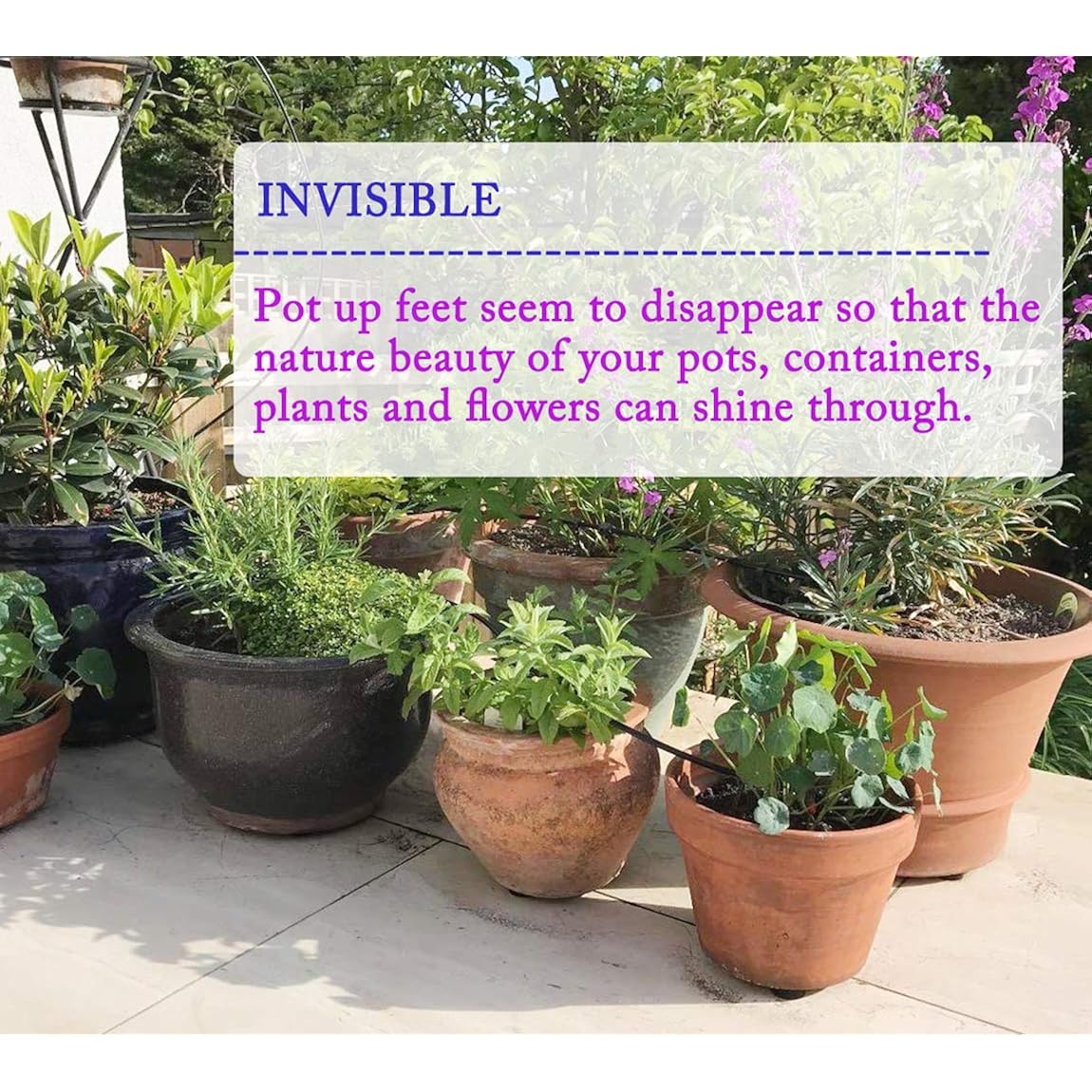 24 Pack Invisible Pot Feet With Enhanced Non-Slip Surface Grip Plant Pots And Flowers, Solid Rubber Pots Risers, Pot Lifters For Indoor Or Outdoor Planters