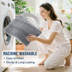 Grandaily Chenille Striped Bathroom Rugs 30x20, Extra Thick and Soft Absorbent Bath Mats, Rubber Backing, Plush Shaggy Shower Carpet, Machine Wash Dry, Bath Rug for Bathroom, Grey