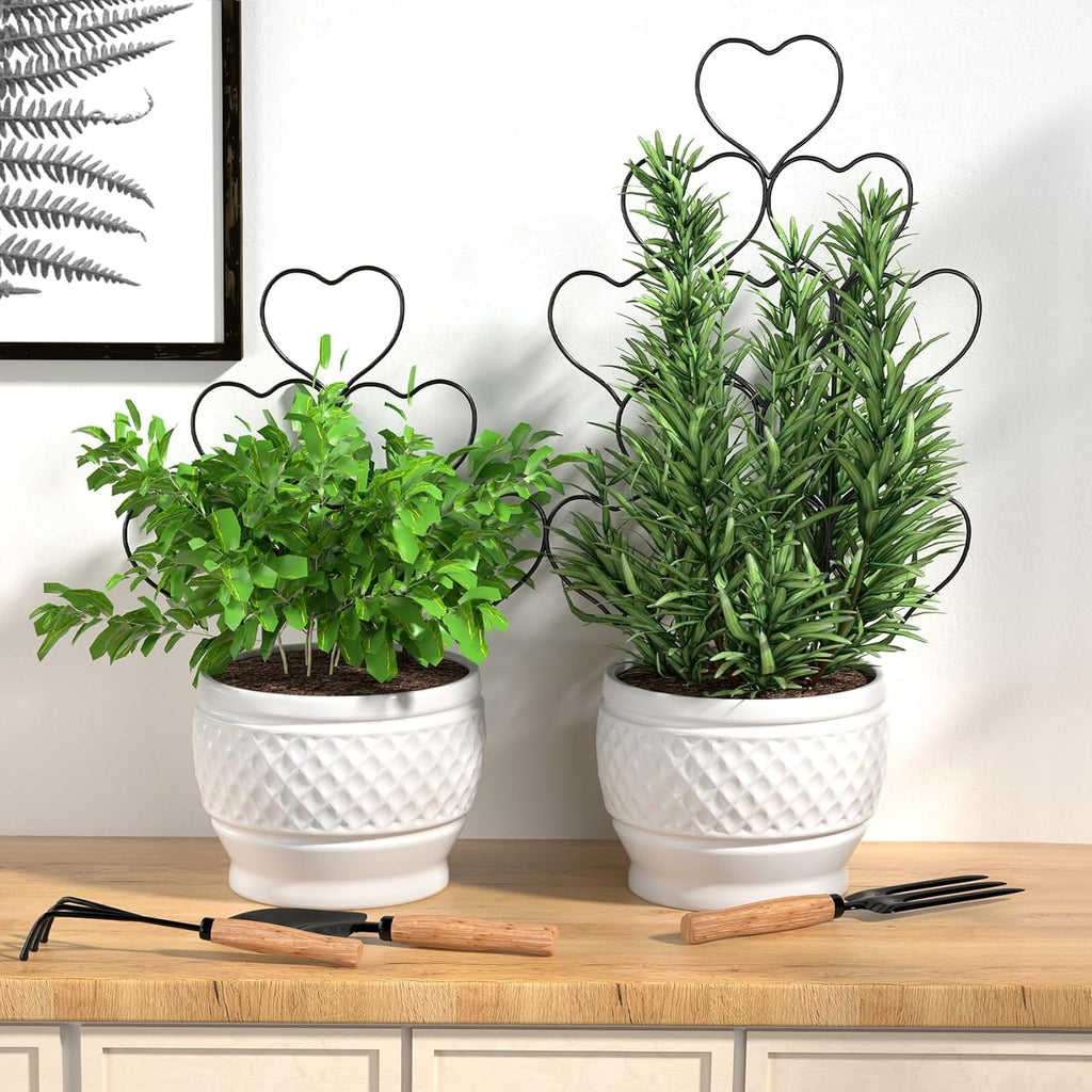 Plant Trellis For Climbing Plants Indoor Outdoor, Trlzey 3 Pack Stackable Metal Trellis - Small Garden Trellis For Potted Plants, Vine Support For Ivy, Flowers, Diy Home Deco