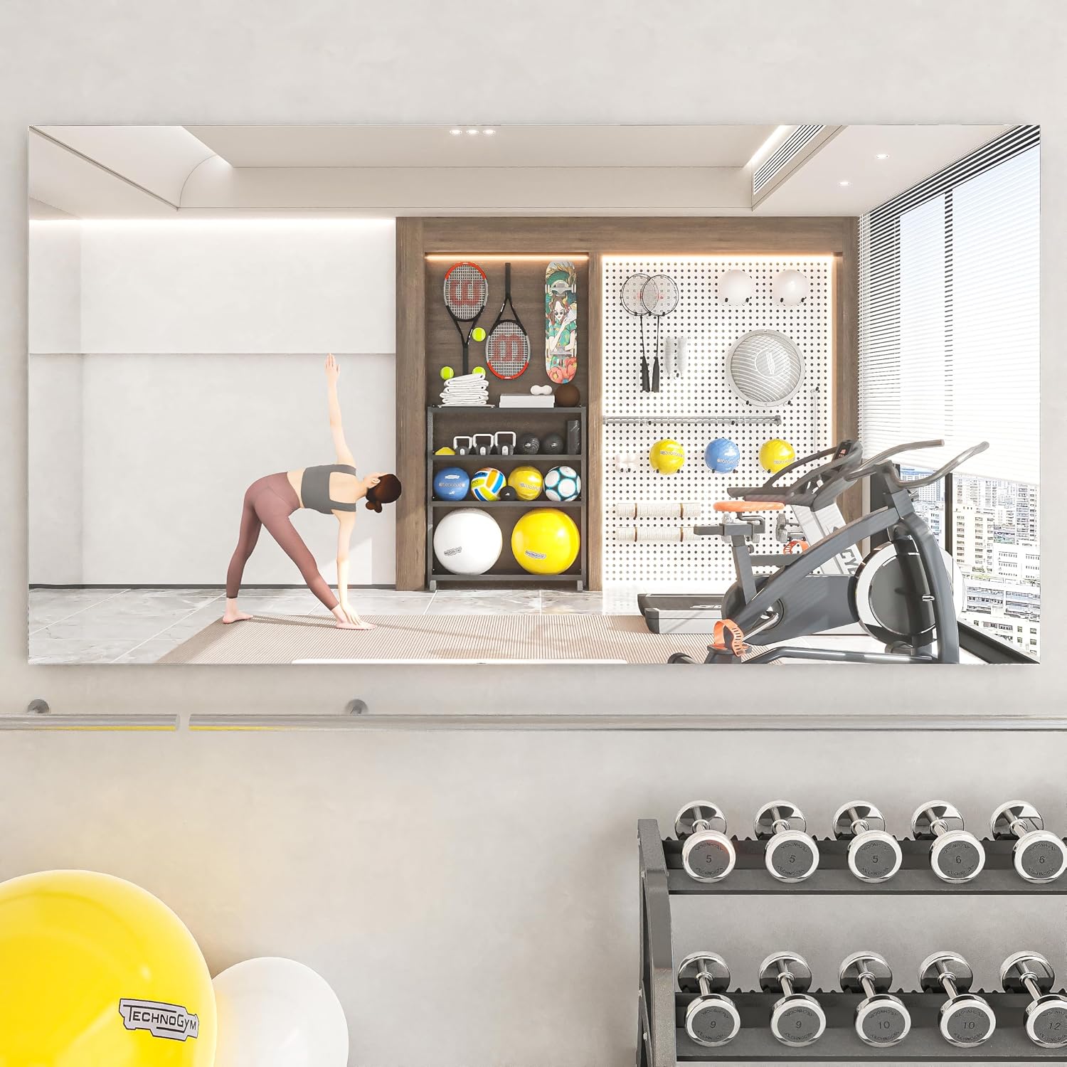 Hasipu Home Gym Workout Mirror 72" L X 36" W-1Pc Large Full Length Mounted Full Body Frameless Mirror For Workout, Yoga, Garage, Bedroom, Dance