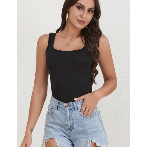 5 Pack Women's Tank Tops Square Neck Sleeveless Ladies Tank Top Undershirts