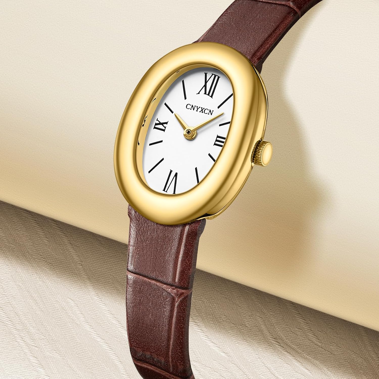 CNYXCN Women's Bracelet Gold Watch - Vintage Elegant Oval Bangle Watch - Gold Jewellery Style Quartz Wristwatch - Gift for Her