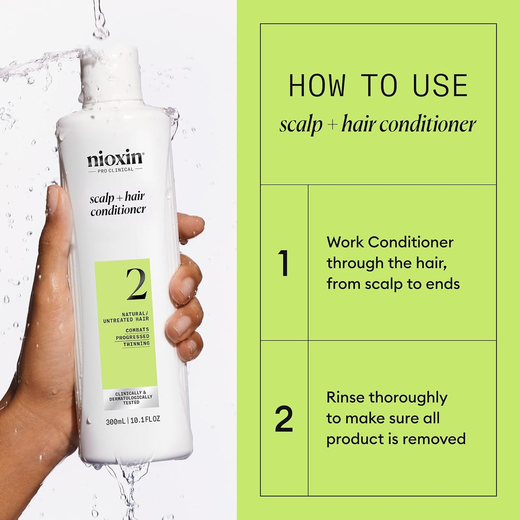 Nioxin System 2 Scalp + Hair Thickening Conditioner For Natural Hair With Progressed Thinning | Boost Hair Density With Niacinamide & Biotin | Refreshed Scalp With Healthy Shine
