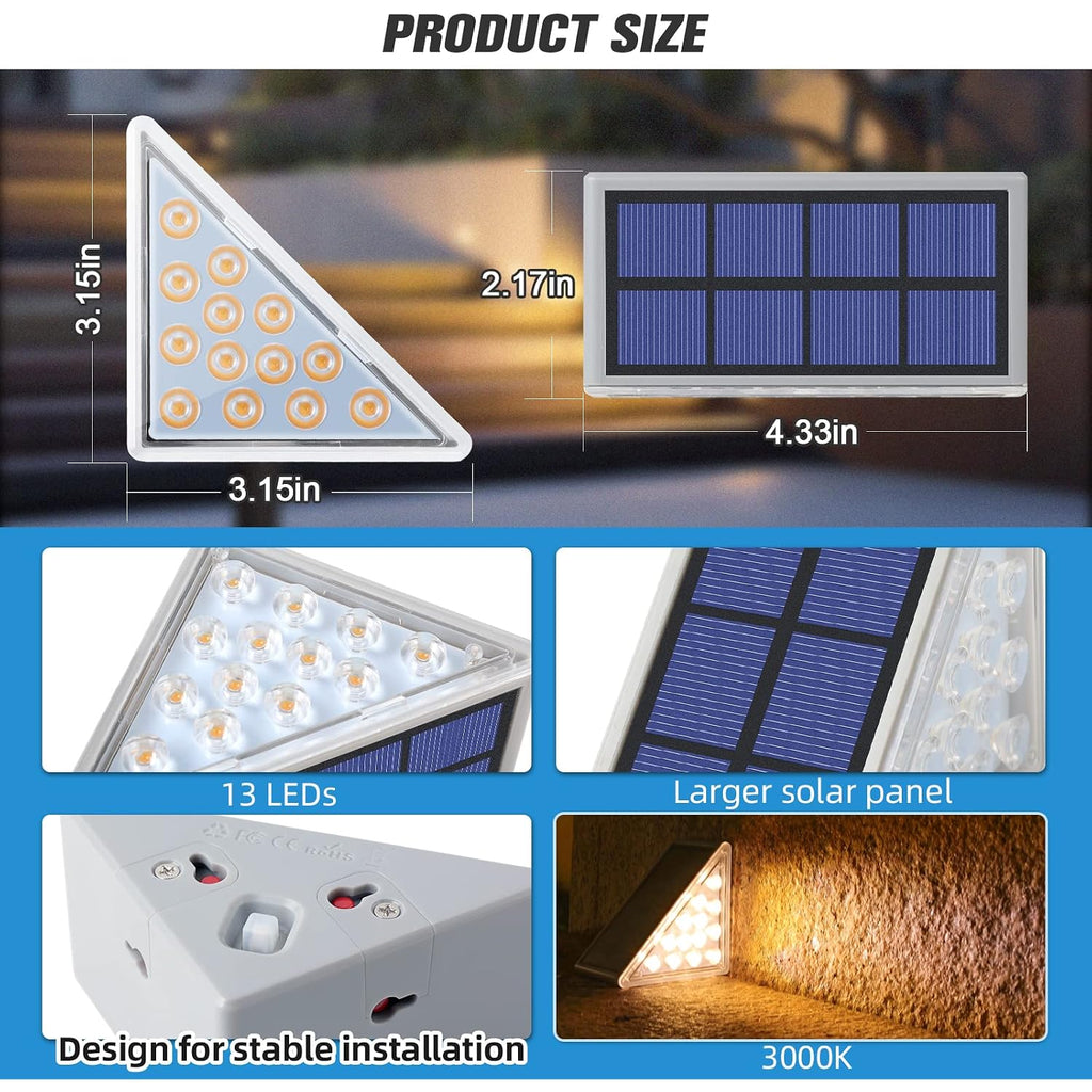 Solar Step Lights,6 Pack Warm White Solar Stair Lights Outdoor Waterproof Ip67 Auto On Off,Solar Lights For Steps,Stair,Patio,Yard,Porch,Front Door,Sidewalk,Deck Decor