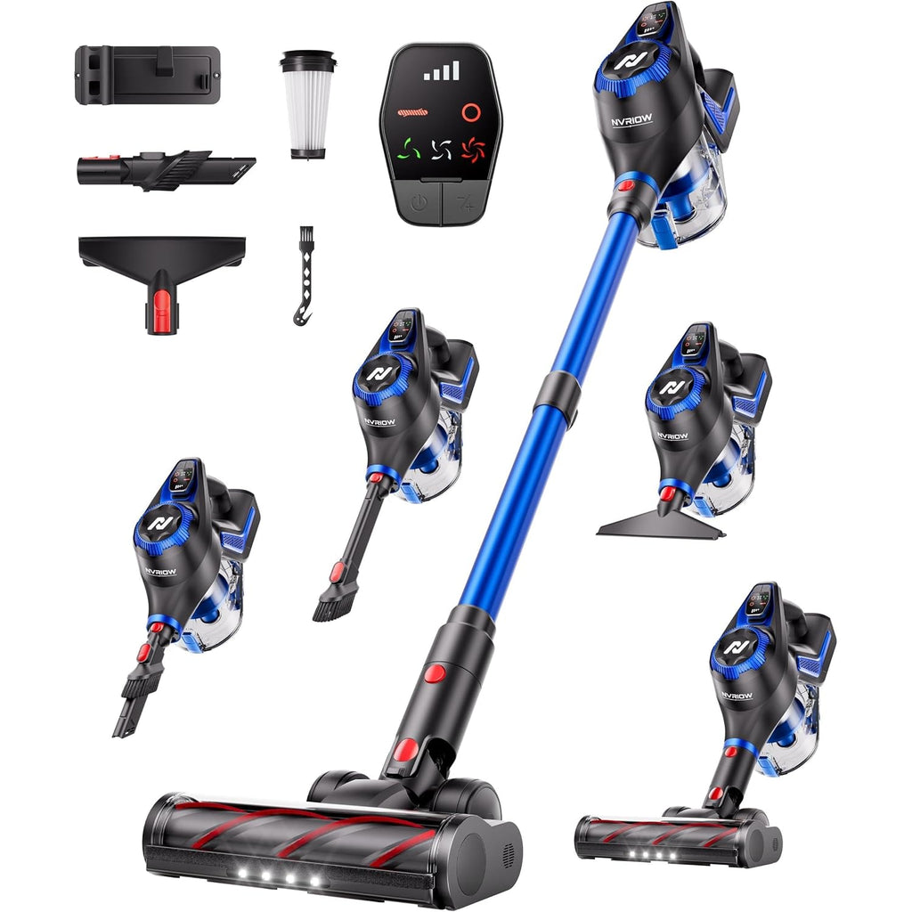 Cordless Vacuum Cleaner, 55Kpa Vacuum Cleaners For Home, Max 80Mins Runtime Stick Vacuum With Led Display&1.5L Dust Cup, Rechargeable Lightweight Handheld Vacuum For Carpet/Hardwood Floor/Pet Hair/Car