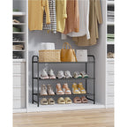 Kitsure Shoe Rack - Stainless Steel Shoe Organizer, Sturdy Shoe Rack For Closet And Front Door Entrance, Free Standing Shoe Shelf, Closet Organizers And Storage, 25.6" Wide - 3 Tier, Black