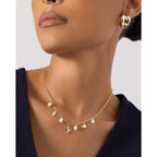 PAVOI 14K Gold Plated Beach Charm Necklace for Women - Dainty Paperclip Chain Trendy Beachy Multi Charm Necklace - Gold Ocean Summer Jewelry with Freshwater Pearl, Sea Shell, Starfish