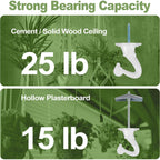 Ceiling Hooks For Hanging Plants - 6 Pack Heavy-Duty Metal Swag Hooks | Includes Screws And Brackets For Easy Installation; Ideal For Hanging Plants, Lights Or Extender Chains From Ceilings.