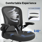 Ergonomic Office Chair With Adjustable Lumbar Support, 300 Lbs Swivel Desk Chair With Flip-Up Arms, Mesh Comfy Padded Seat For Computer And Home, Black