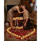 Amagic 1000 Pieces Artificial Rose Petals With 12 Heart Led Tea Lights Candles Kit, Rose Petals And Candles Set For Proposal, Anniversary, Valentine'S Day, Special Romantic Night, Wedding Table Decor