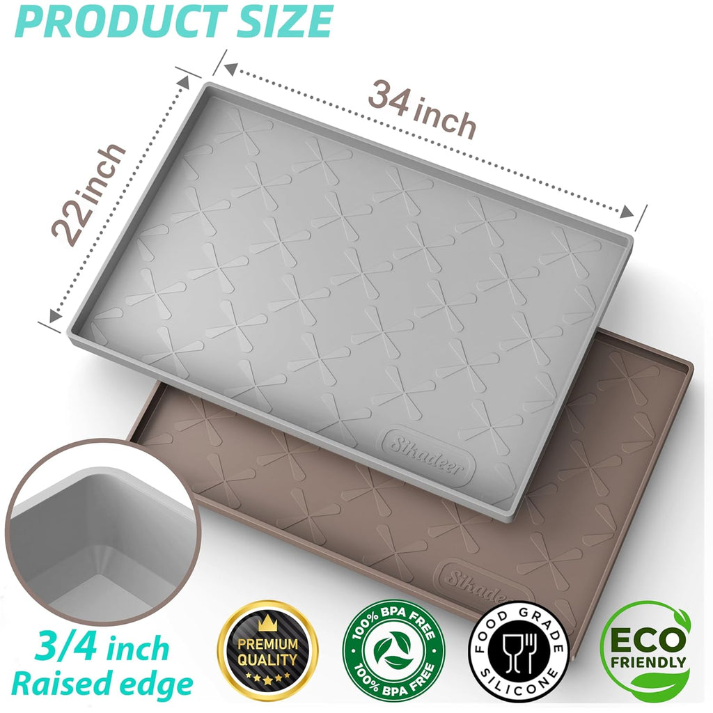 SIKADEER Under Sink Mat Waterproof 34" x 22", Silicone Mat Kitchen Drawer Shelf and Cabinet Liner, Sink Protector for Kitchen Organizers and Storage, Boot Tray Pet Food Mats