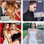 Kigeli 4 Pieces Women Rhinestone Evening Clutch Bag Bling Earring Necklace Bracelet for Wedding Graduation Prom