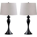 Crestview Collection 25.5" Set Of 2 25.5" Black Steel Table Lamp W/Grey Linen Shade