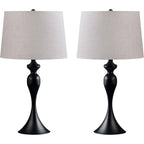 Crestview Collection 25.5" Set Of 2 25.5" Black Steel Table Lamp W/Grey Linen Shade