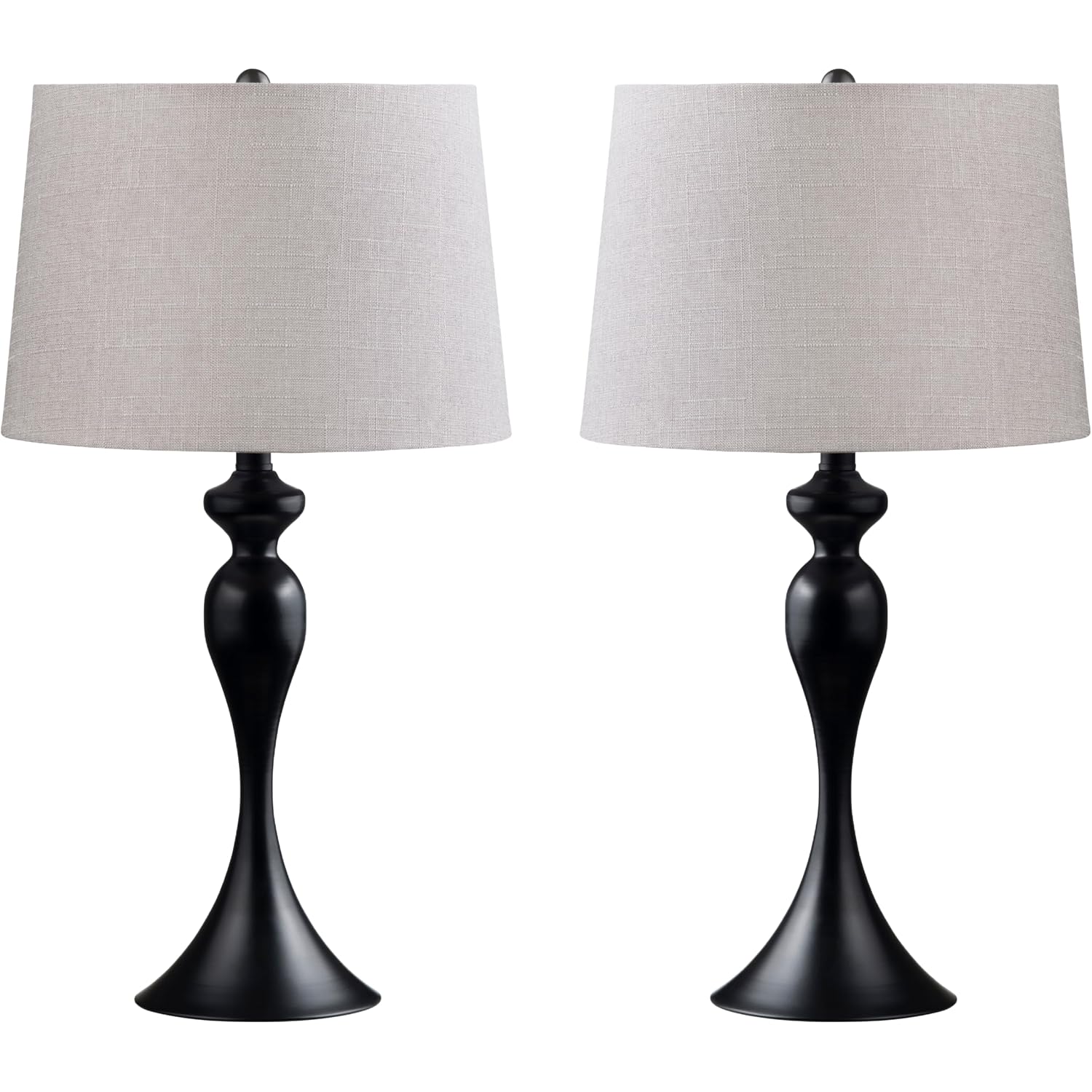 Crestview Collection 25.5" Set Of 2 25.5" Black Steel Table Lamp W/Grey Linen Shade