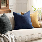 Miulee Decorative Throw Pillow Covers 18X18 Pack Of 2 Navy Blue Couch Pillow Covers Soft Cozy Textured Chenille Pillowcases For Home Decor Sofa Living Room Cushion Bedroom