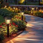 8 Pack Solar Lights Outdoor, Stainless Steel Glass Solar Pathway Lights, Auto On/Off Long-Lasting Waterproof Garden Lights For Landscape, Path, Yard, Driveway, Walkway Decor (Warm White)