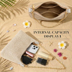 Beach Bags For Women Summer Straw Purse Boho Woven Shoulder Bag Crochet Purse Vacation Tote Handbag