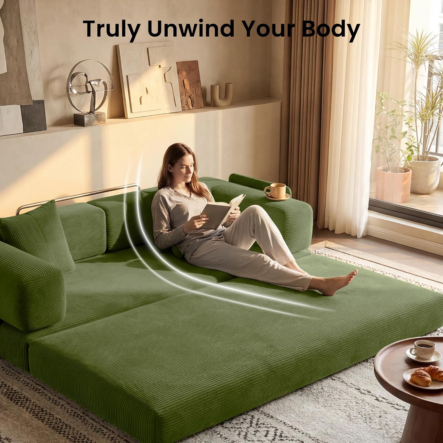 78.8" Convertible Futon Sofa Bed, Boneless Couch For Living Room