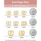 8 Pairs Gold Huggie Hoop Earrings Set for Women, 14K Gold Plated CZ Cartilage Earring for Multiple Piercing, Lightweight Hypoallergenic Small Hoop Stackable Jewelry Gift